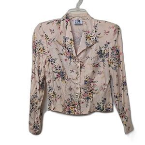Star City Clothing Co 90s VTG Pink Blue Floral Cropped Blazer Size Small Spring